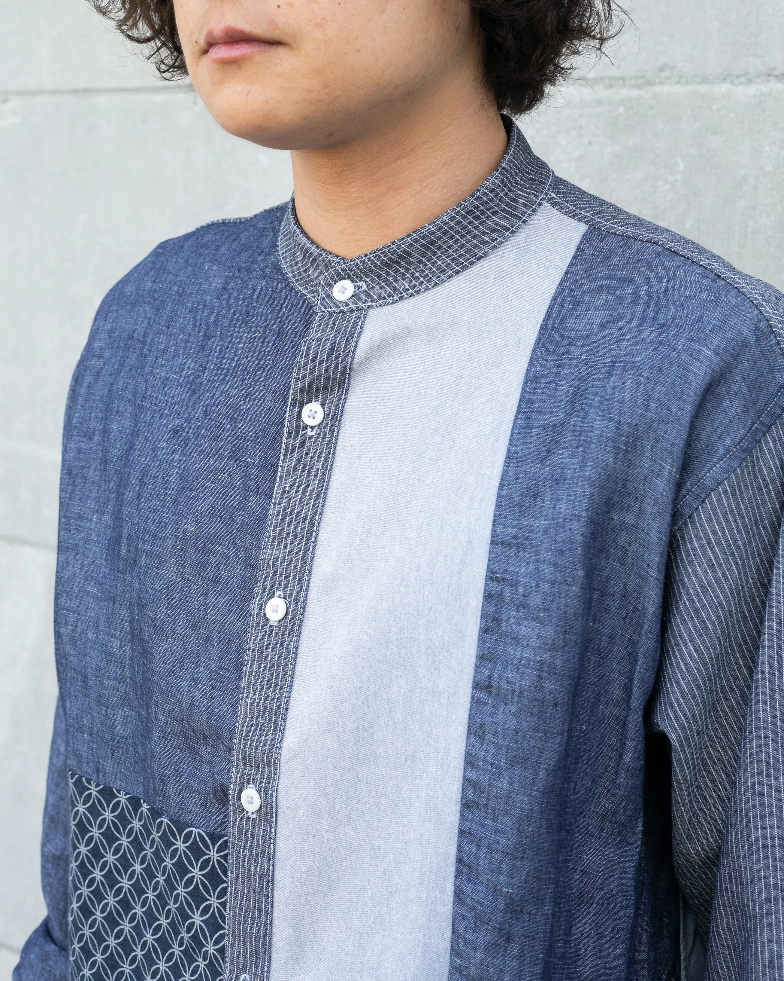 Kiriko Original Shirt, Long Sleeve Button-Up, Patched Mandarin Collar, Shippou