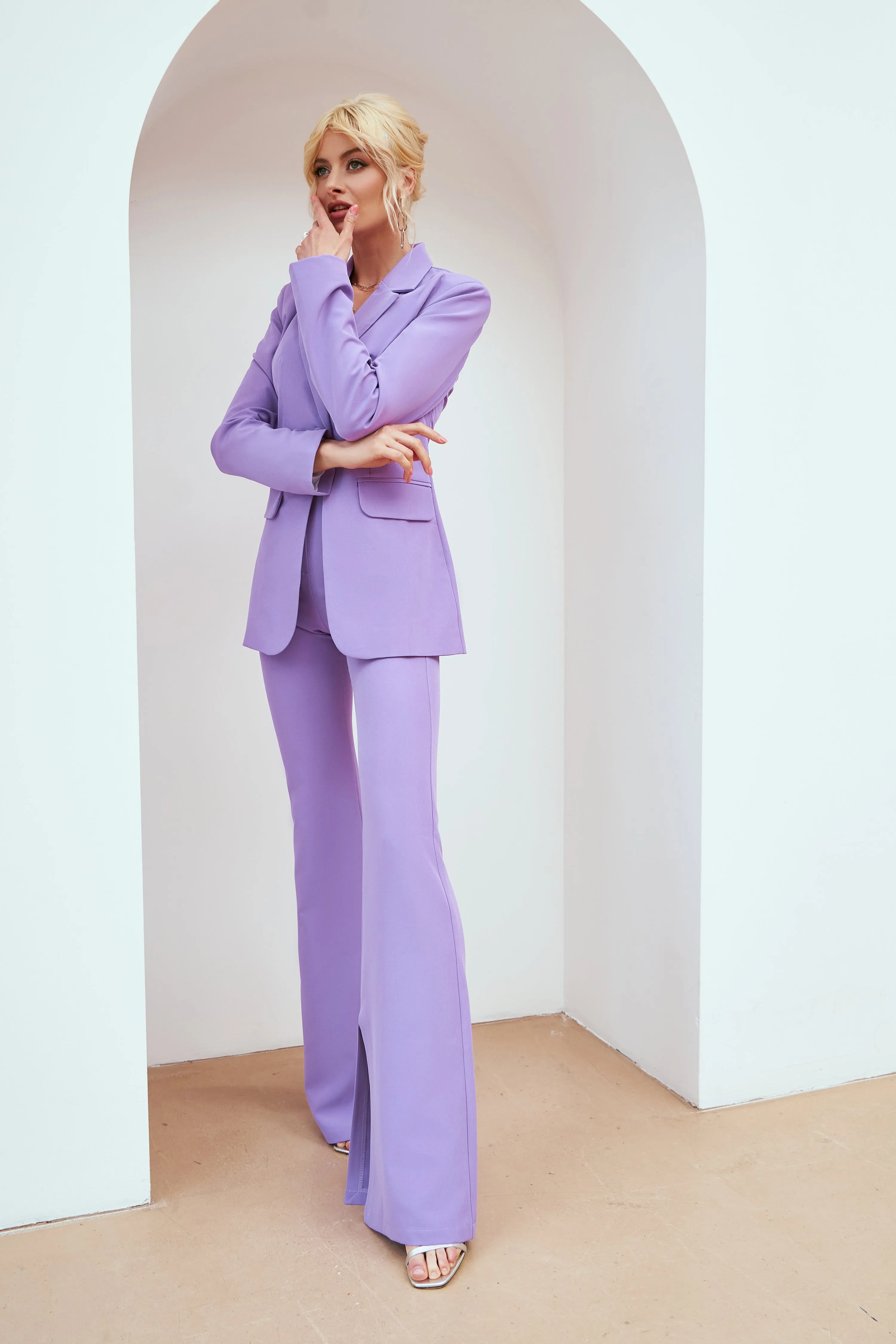 Lavender Single-Breasted Suit 2-Piece