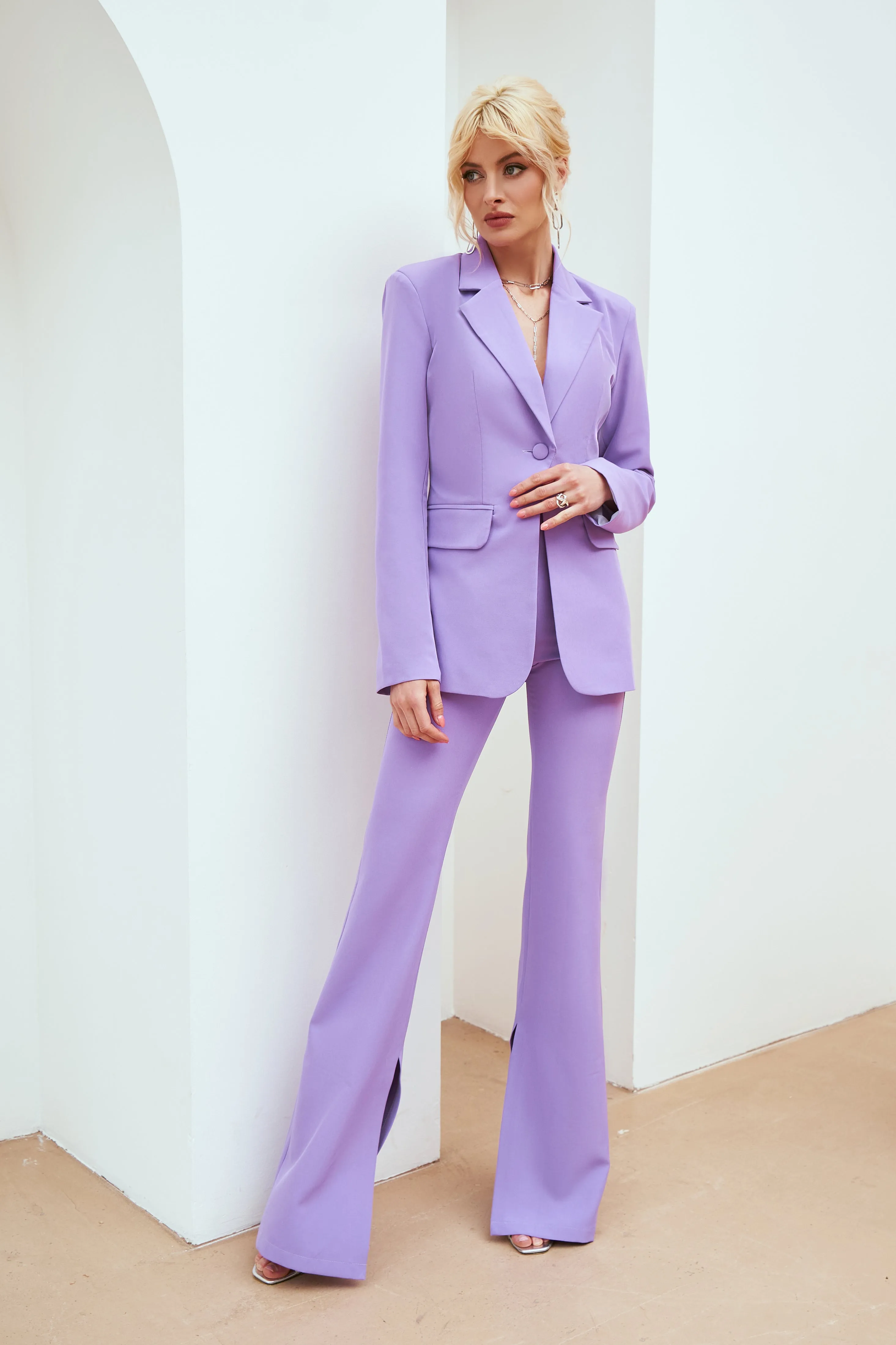 Lavender Single-Breasted Suit 2-Piece