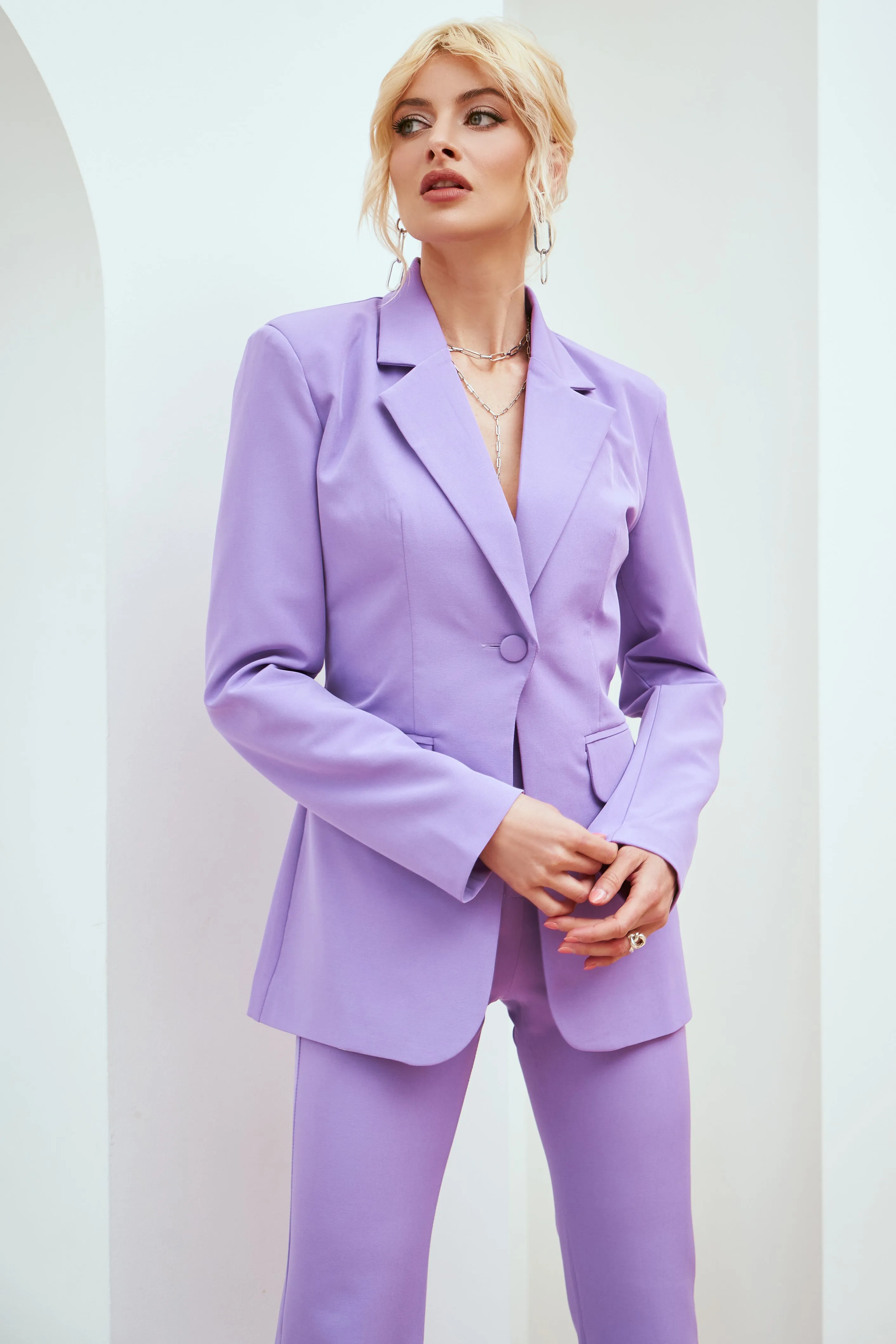 Lavender Single-Breasted Suit 2-Piece