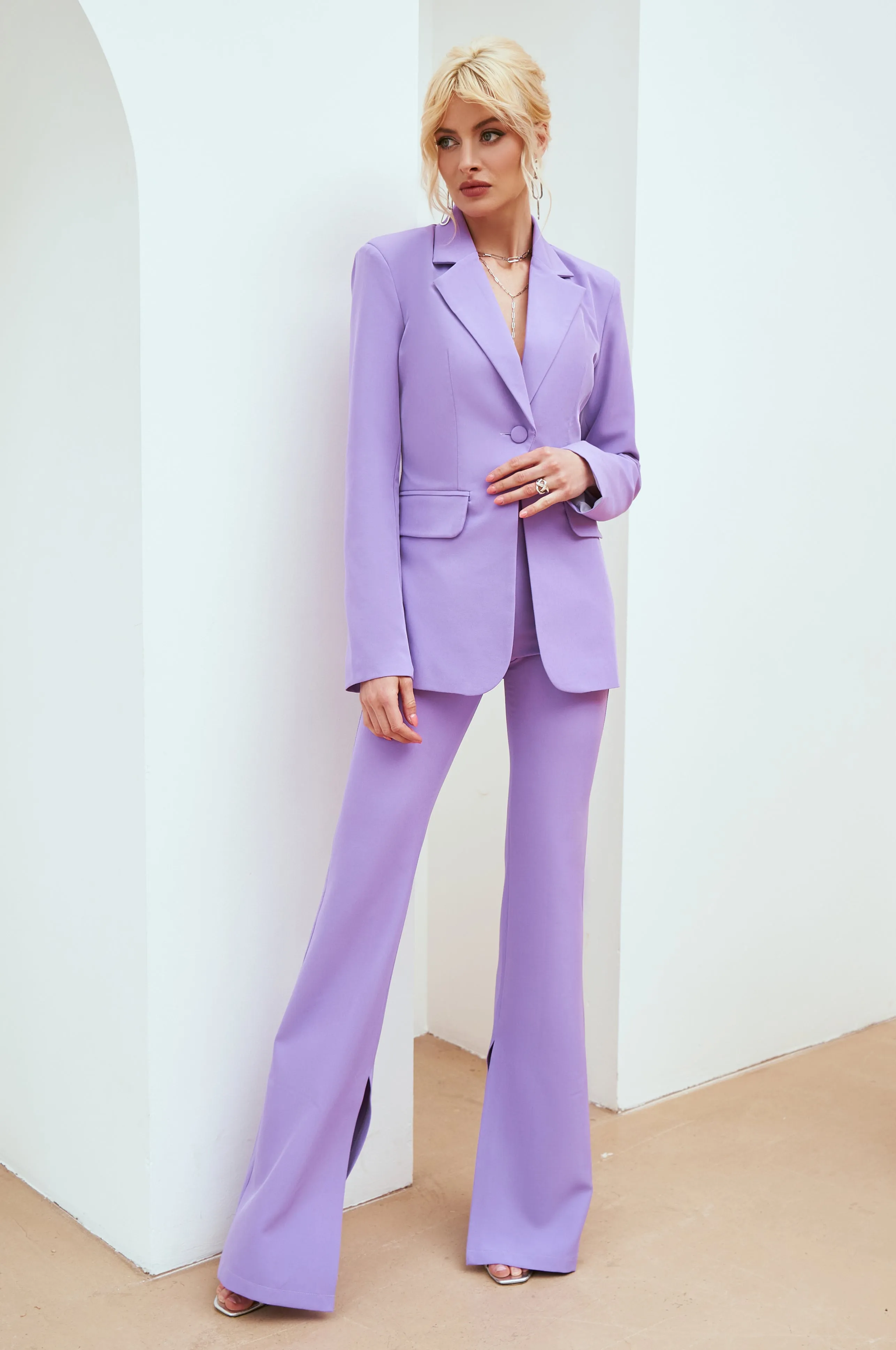 Lavender Single-Breasted Suit 2-Piece