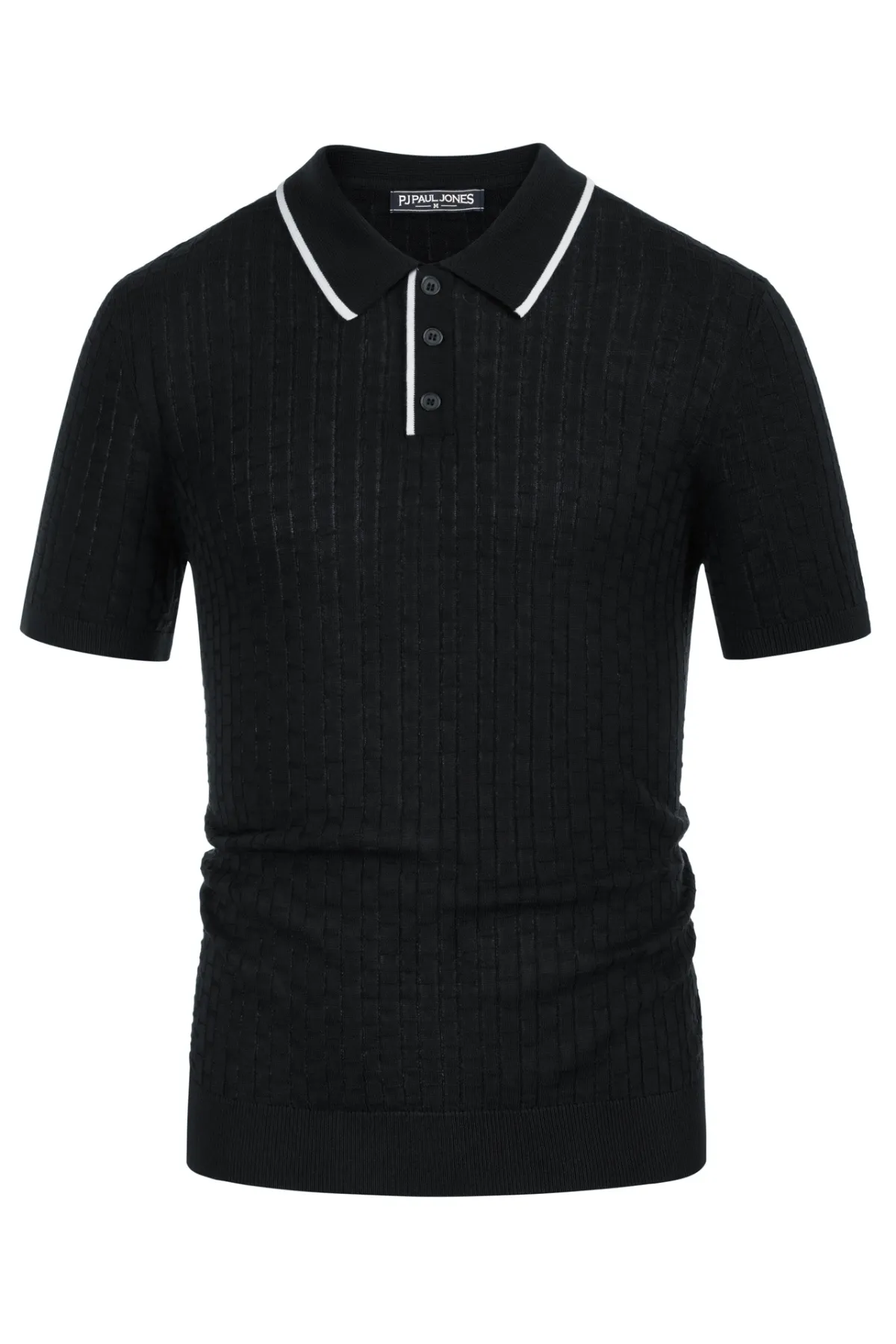 Mens Knitted Polo Shirts Short Sleeve Texture Golf Polo Pullover Shirts Casual Breathable Polo Shirts