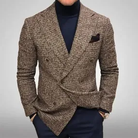 Men's Luxurious Double-Breasted Textured Peak Lapel Blazer | Ideal for All Seasons