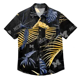 Michigan Wolverines NCAA Mens Neon Palm Button Up Shirt