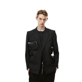 Military Multi-Pocket Double Breasted Suit Black