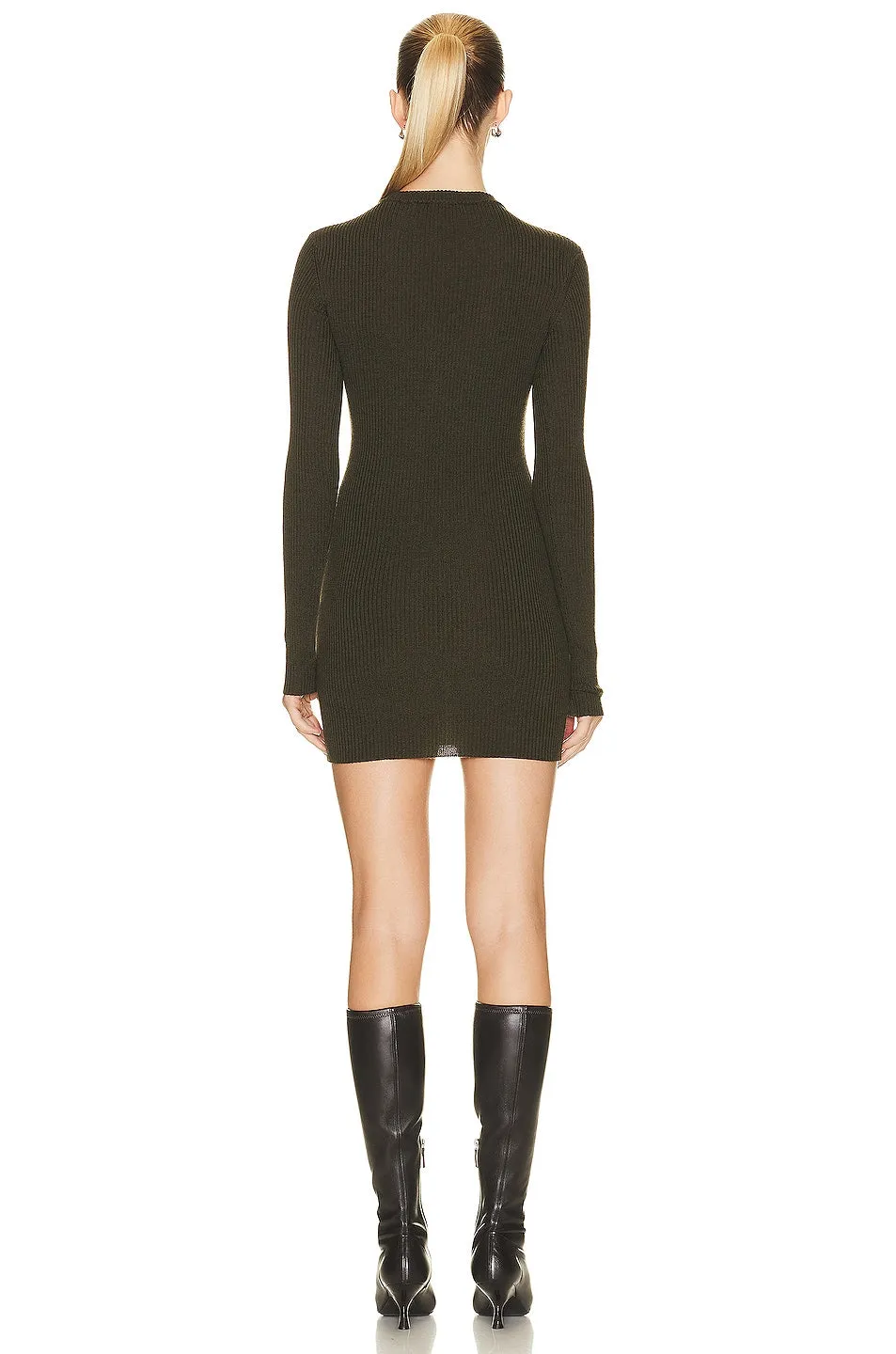 Mini dress Wardrobeyc Ribbed Long Sleeve, military