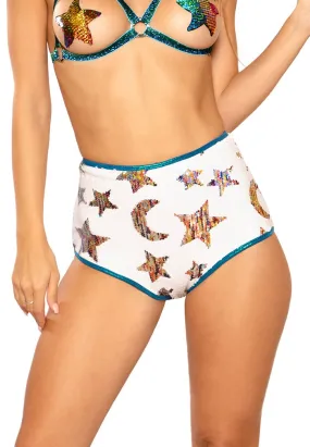 Moon And Star Sequin Shorts