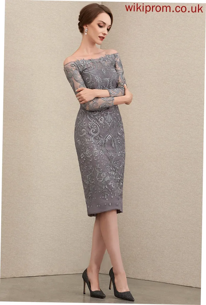 Mother Tara Mother of the Bride Dresses Sheath/Column Off-the-Shoulder Bride Lace Knee-Length of the Dress