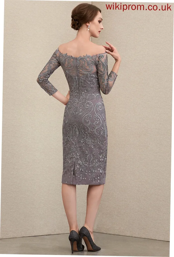 Mother Tara Mother of the Bride Dresses Sheath/Column Off-the-Shoulder Bride Lace Knee-Length of the Dress