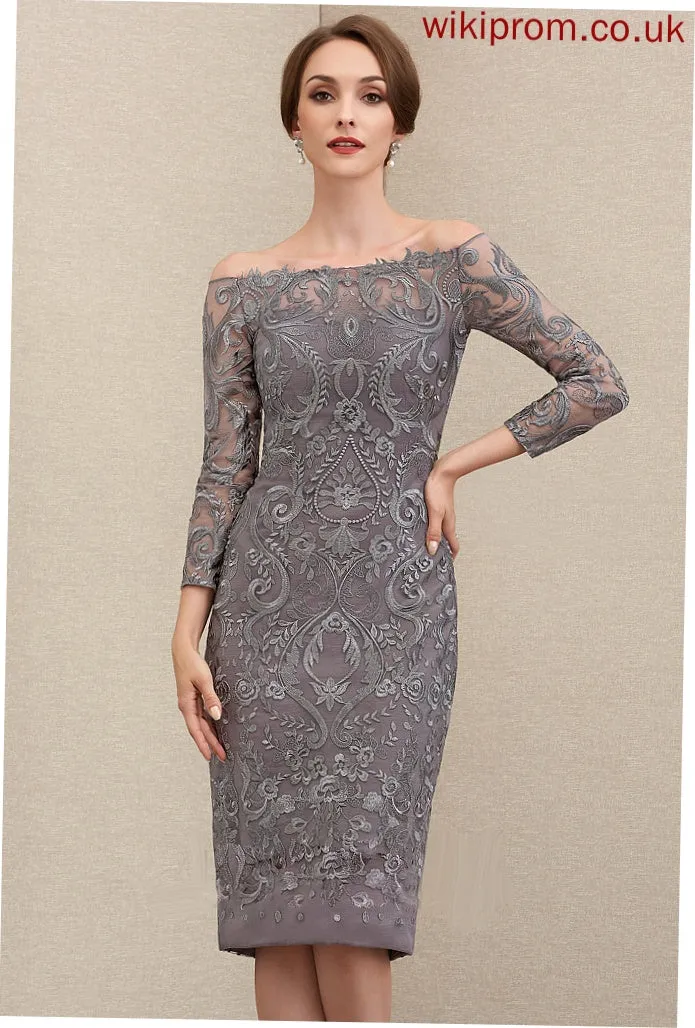 Mother Tara Mother of the Bride Dresses Sheath/Column Off-the-Shoulder Bride Lace Knee-Length of the Dress