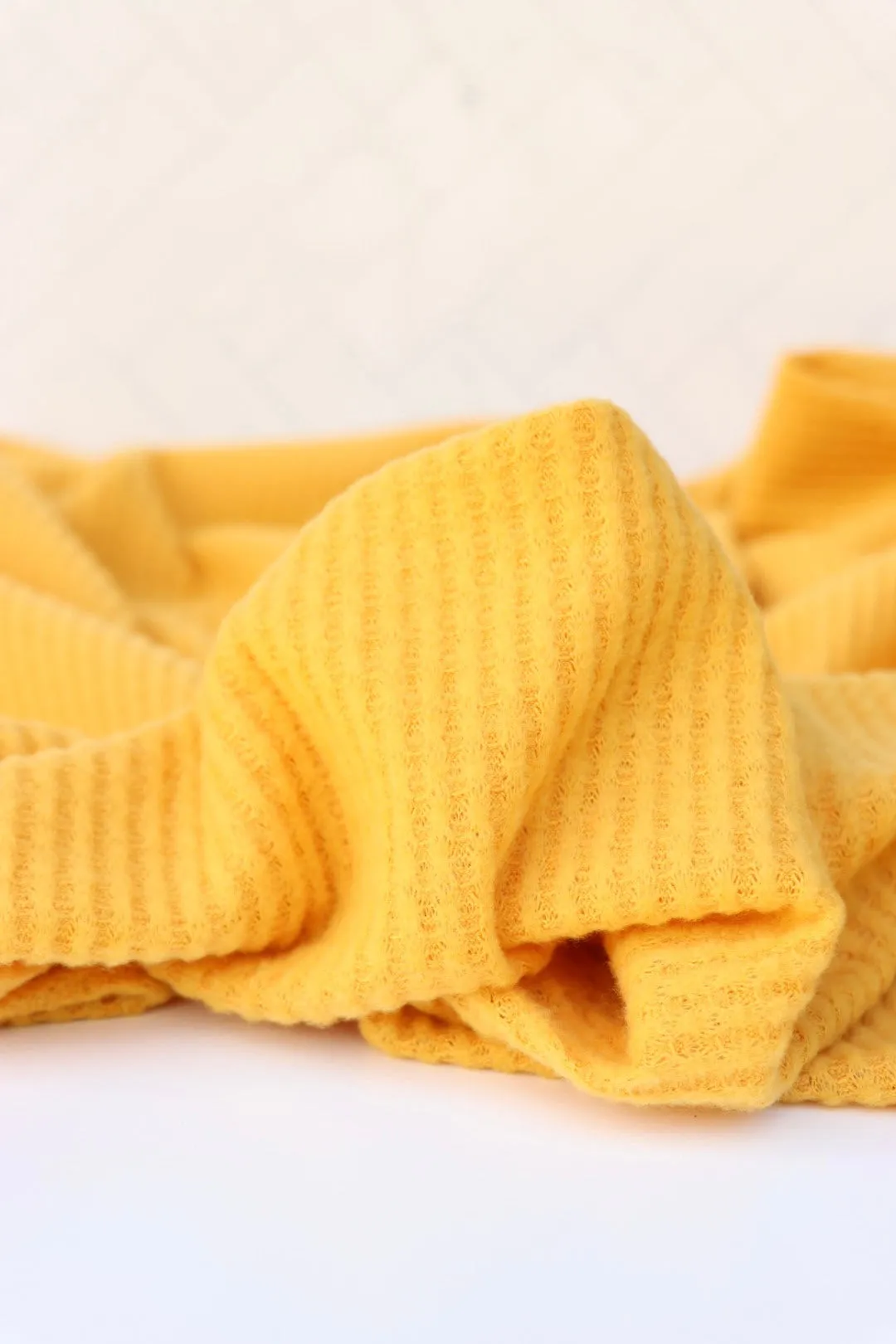 Mustard Brushed Waffle Sweater Knit