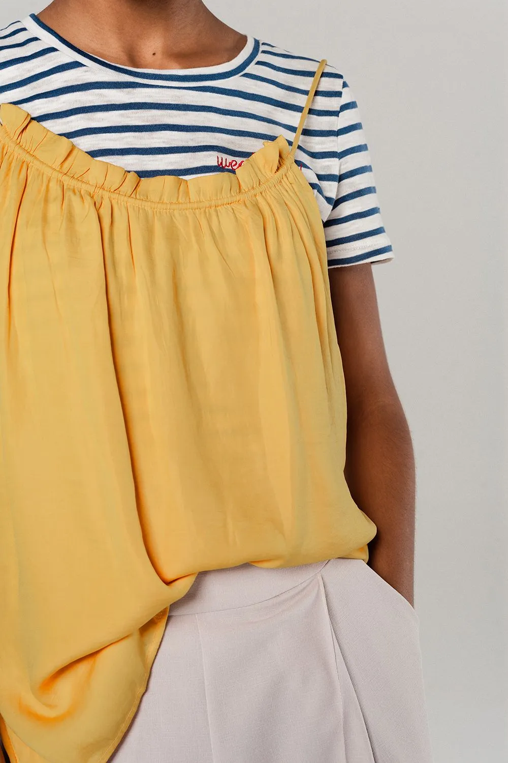 Mustard top with open back detail