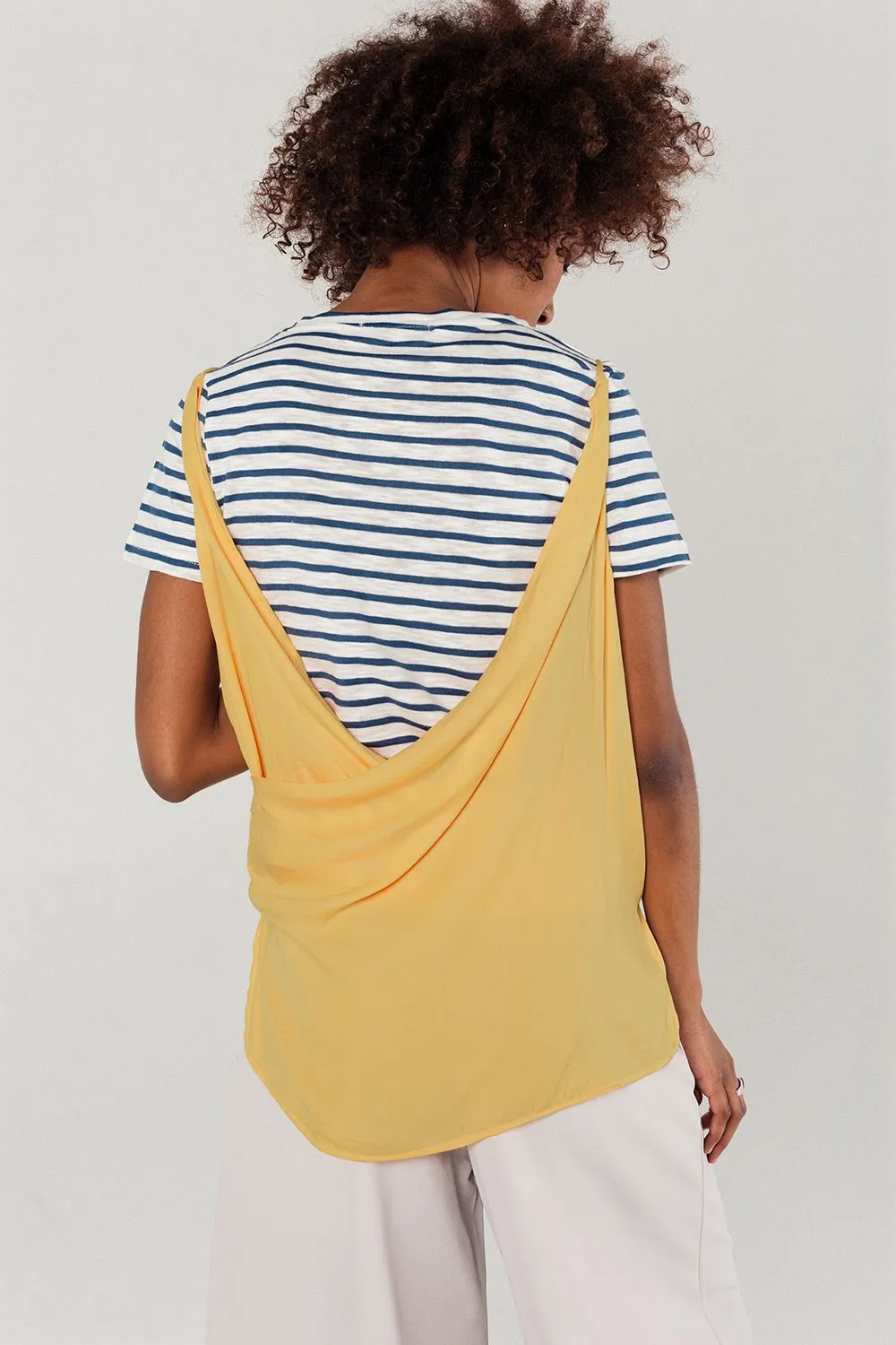 Mustard top with open back detail