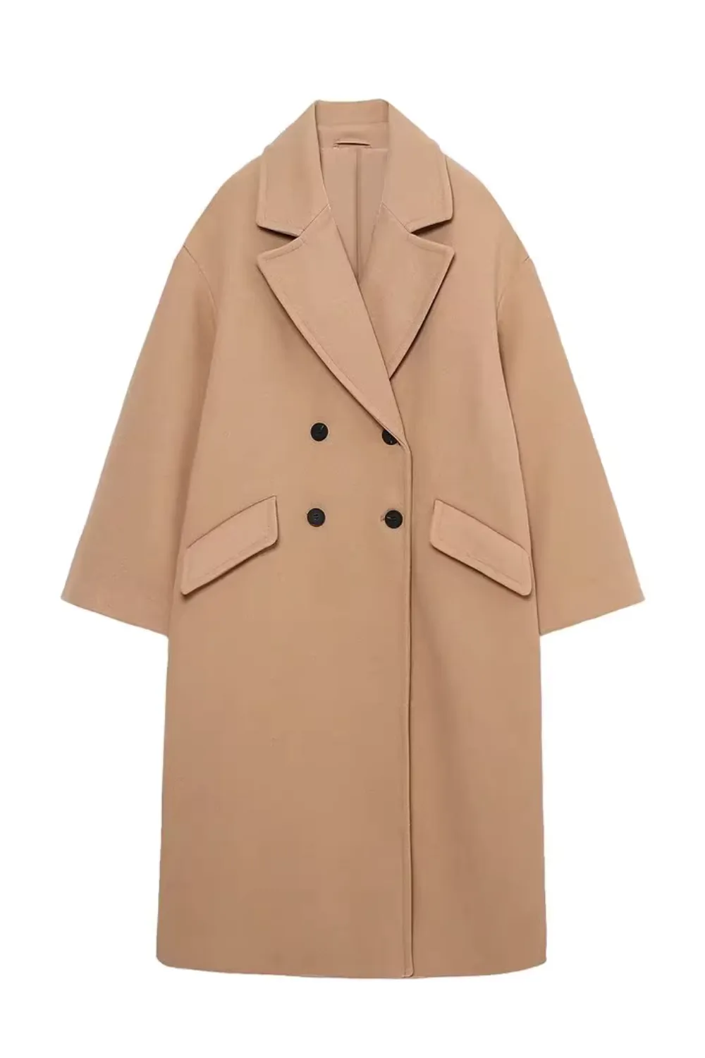 'Nina' Double-Breasted Collared Long Coat (4 Colors)