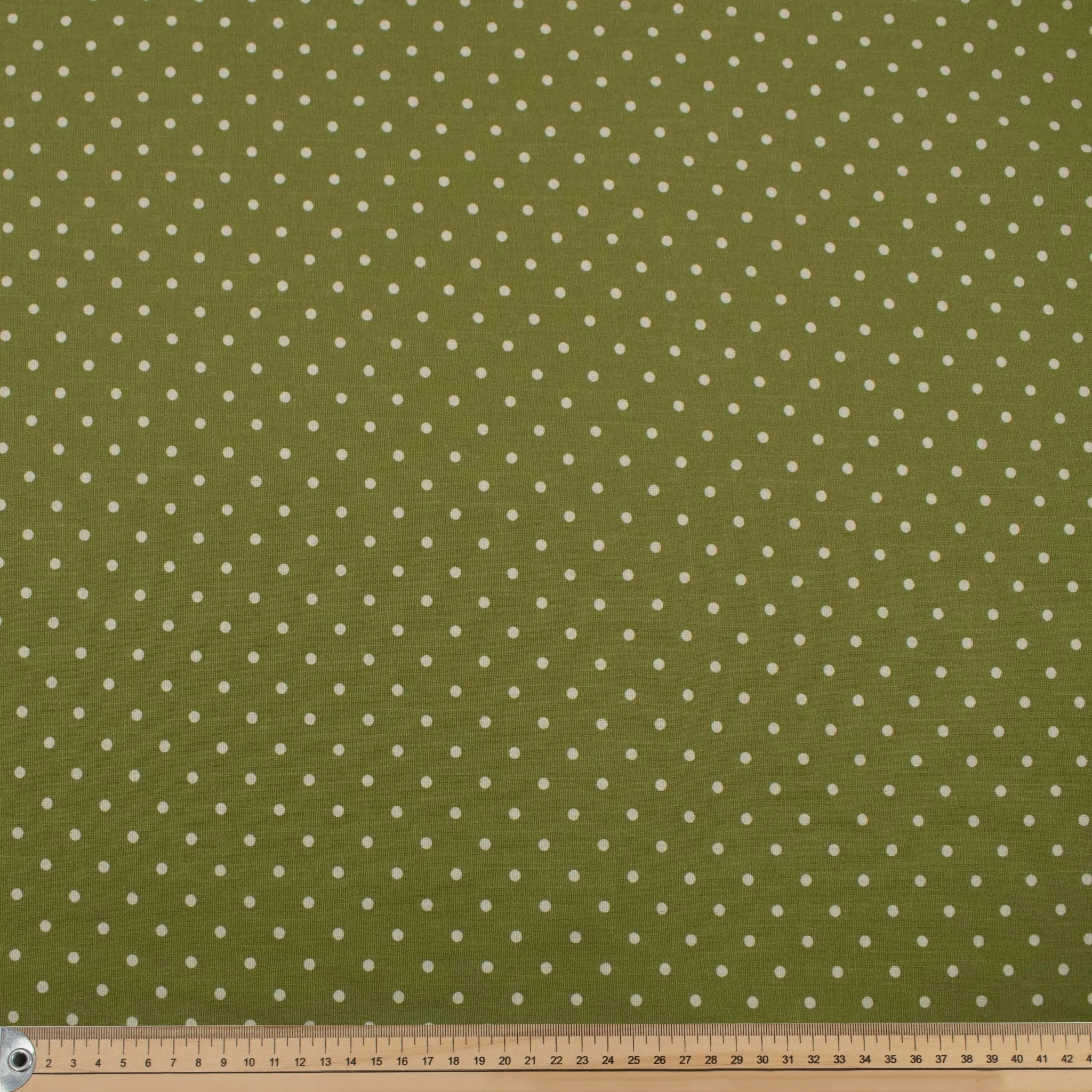 Olive Natural Medium Dots Cotton Canvas Print