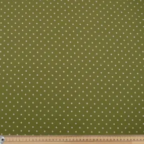 Olive Natural Medium Dots Cotton Canvas Print