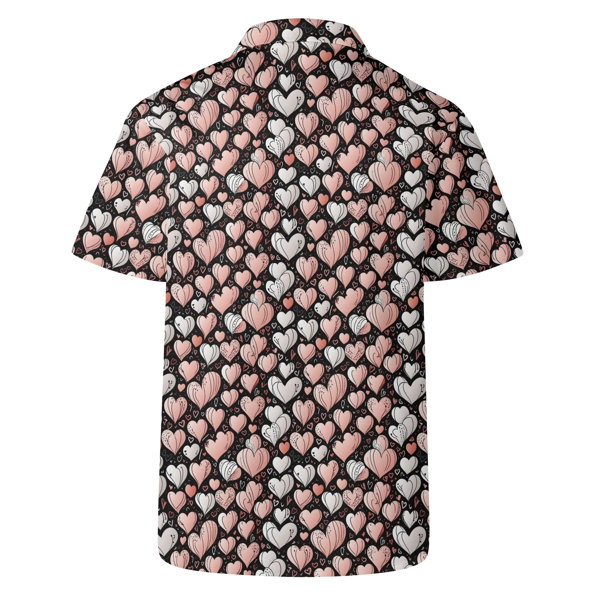 Pink Hearts Mens Casual Hawaiian Shirt