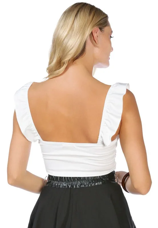 Pleat Detail Tie-Up Crop Top