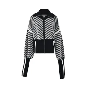 Pre Order:  Contrast Stripes Zip-Up Knit Cardigan