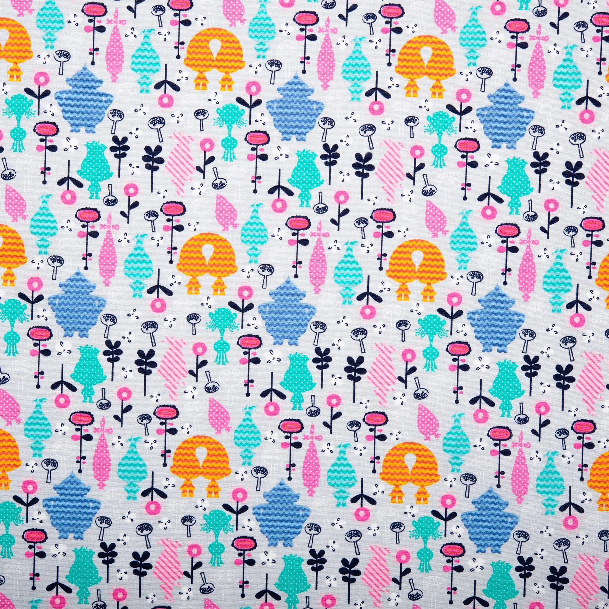 Printed Cotton Poplin - WOO HOO - Double trolls - Iris