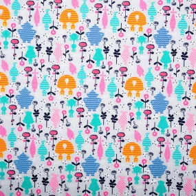 Printed Cotton Poplin - WOO HOO - Double trolls - Iris