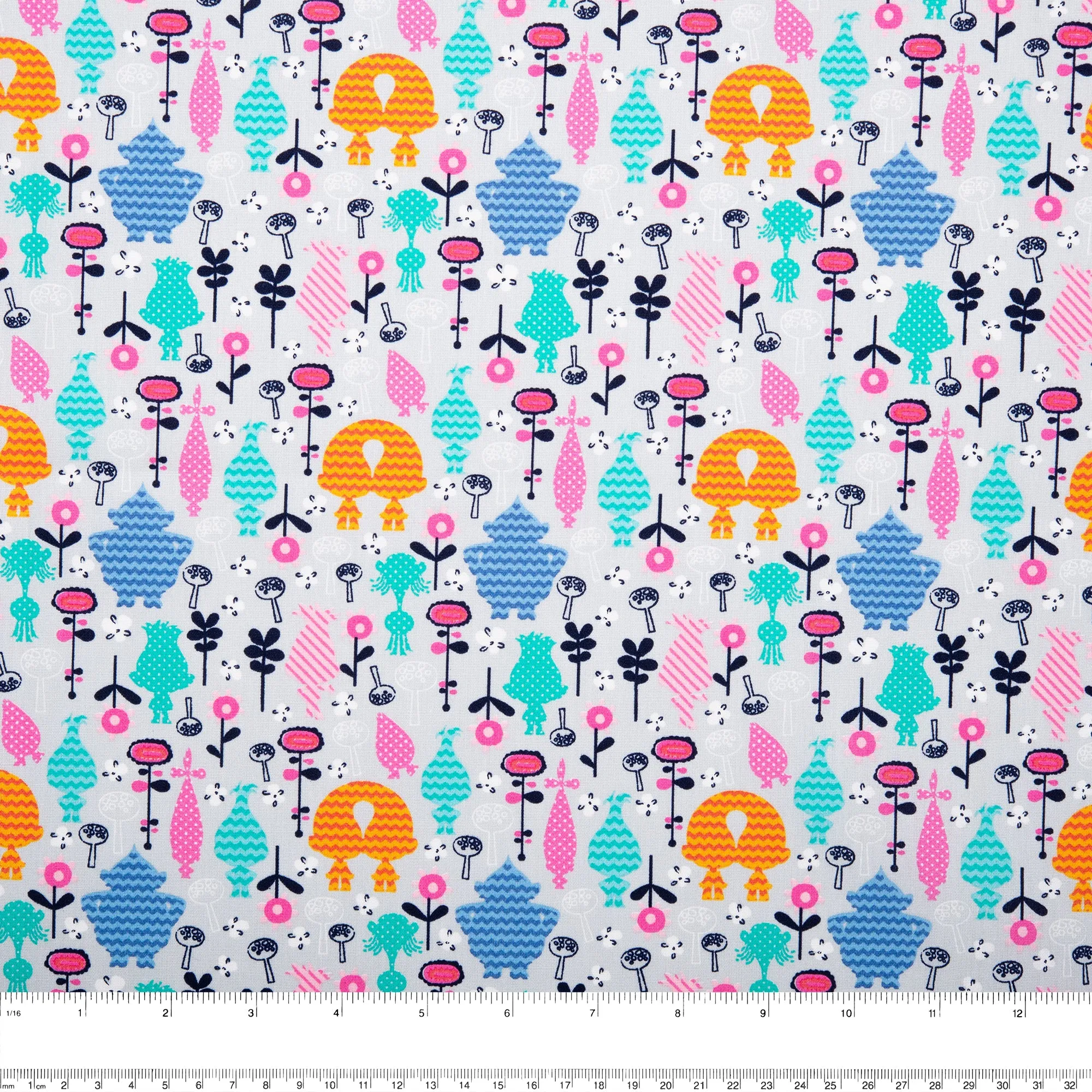 Printed Cotton Poplin - WOO HOO - Double trolls - Iris