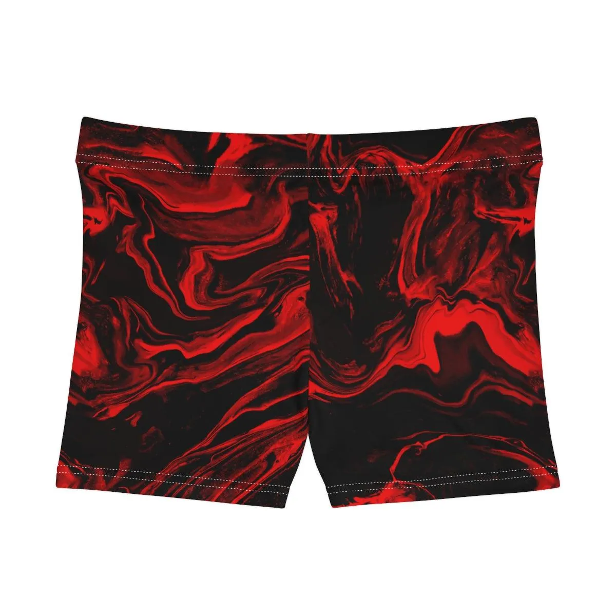 Red & Black Swirl High Waisted Shorts