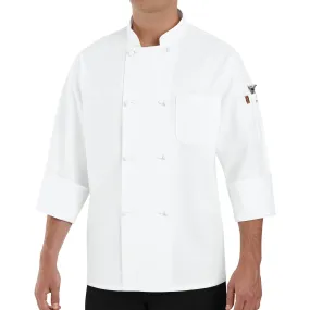 Red Kap Eight Knot-Button Chef Coat - 0414WH