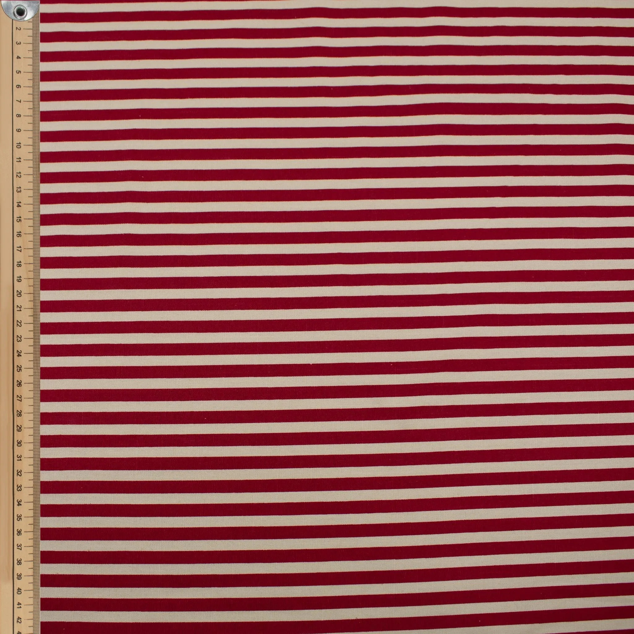 Red Natural Medium Stripe Cotton Canvas Print