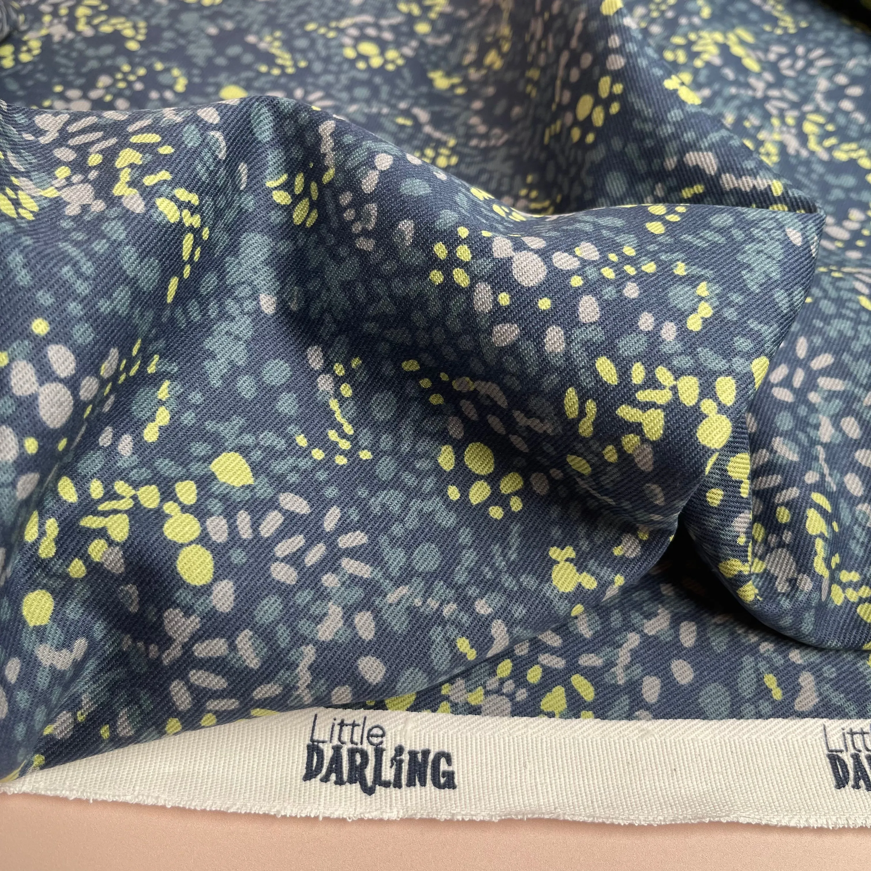 REMNANT 0.54 Metre - Little Darling Speckled Cotton Twill in Dark Navy