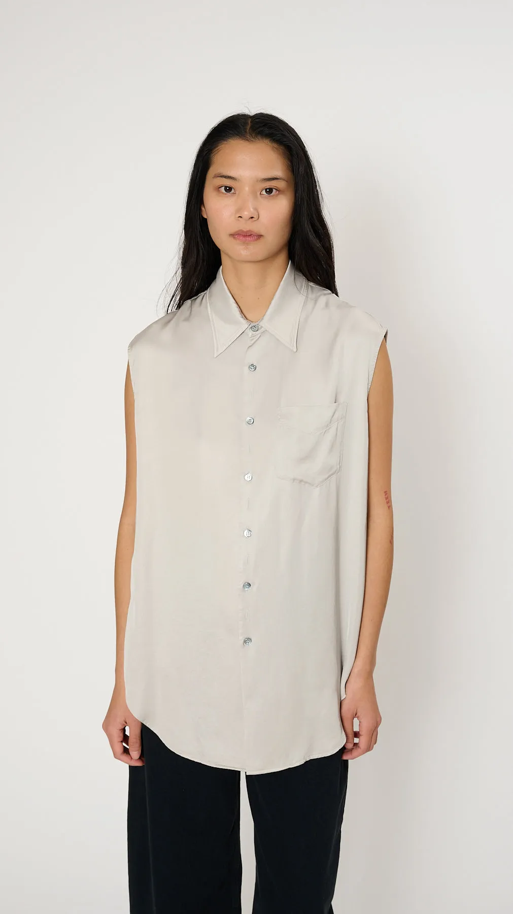 Rip Detail Shirt in Greige