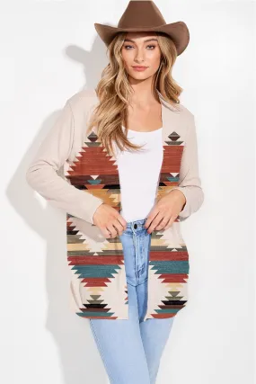 Rust Aztec Rib Cardigan