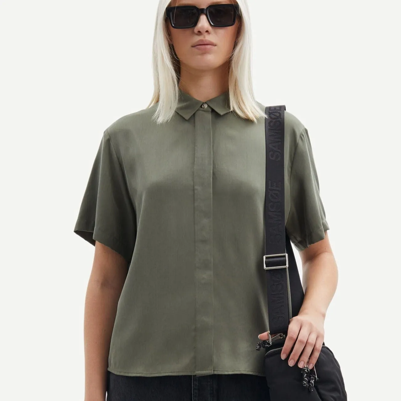 Samsøe Samsøe Mina ss shirt 14028 in Dusty Olive