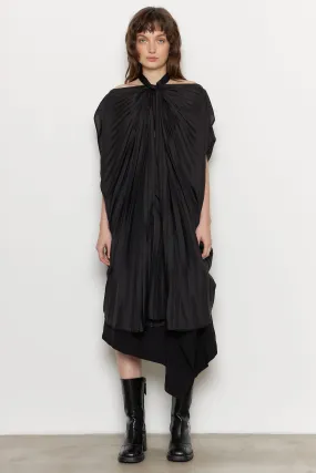 Silk Pleated Knot Top Black