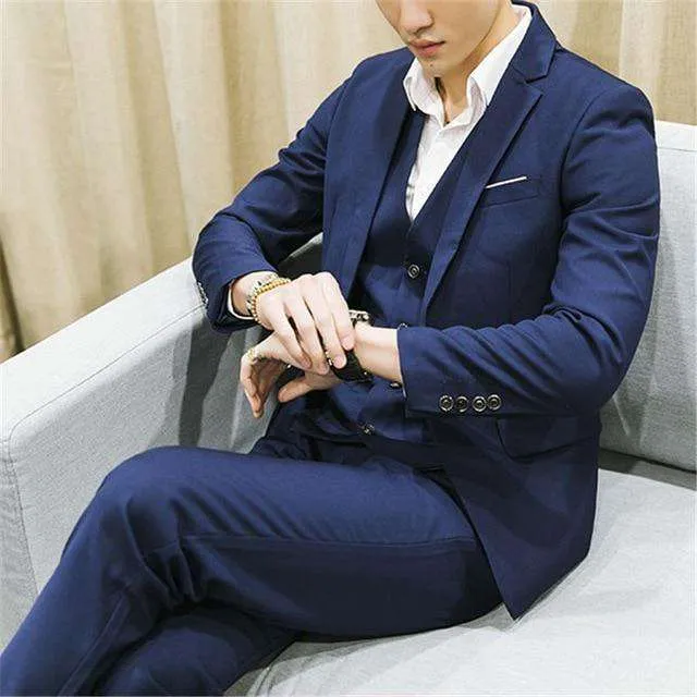 Single Breasted Skinny Fit Three-piece Business Suits