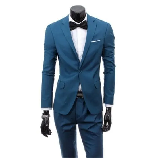 Single Breasted Three Piece Business Suit Coat Waistcoat Trousers