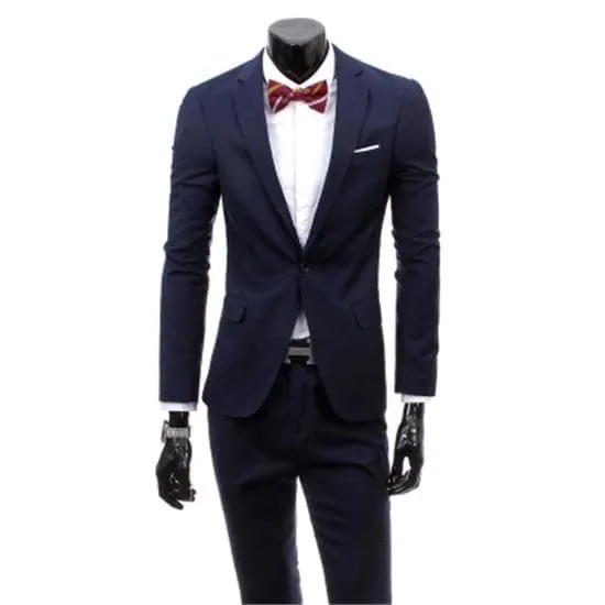 Single Breasted Three Piece Business Suit Coat Waistcoat Trousers