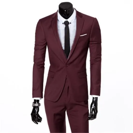 Single Breasted Three Piece Business Suit Coat Waistcoat Trousers