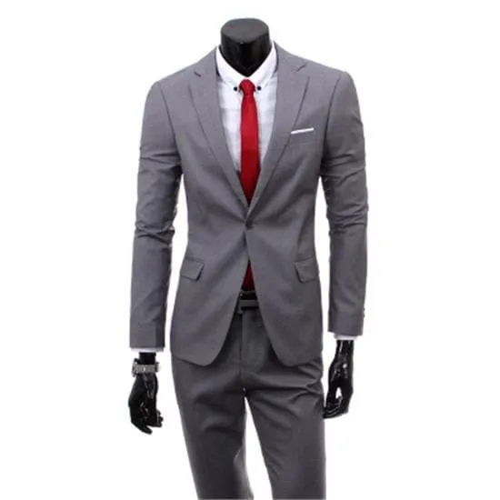 Single Breasted Three Piece Business Suit Coat Waistcoat Trousers