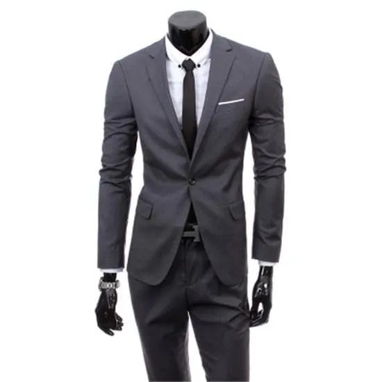 Single Breasted Three Piece Business Suit Coat Waistcoat Trousers