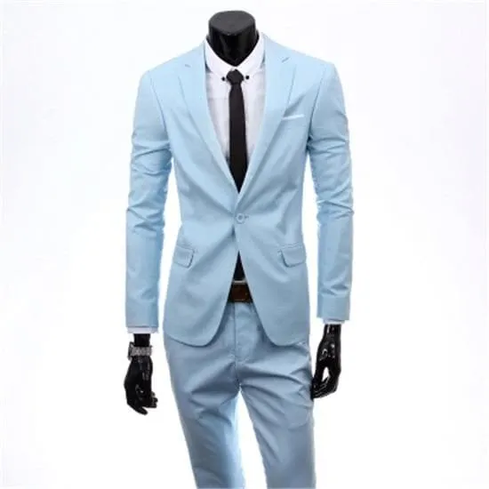 Single Breasted Three Piece Business Suit Coat Waistcoat Trousers