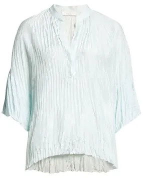 Sky Pleated Short Sleeve Blouse