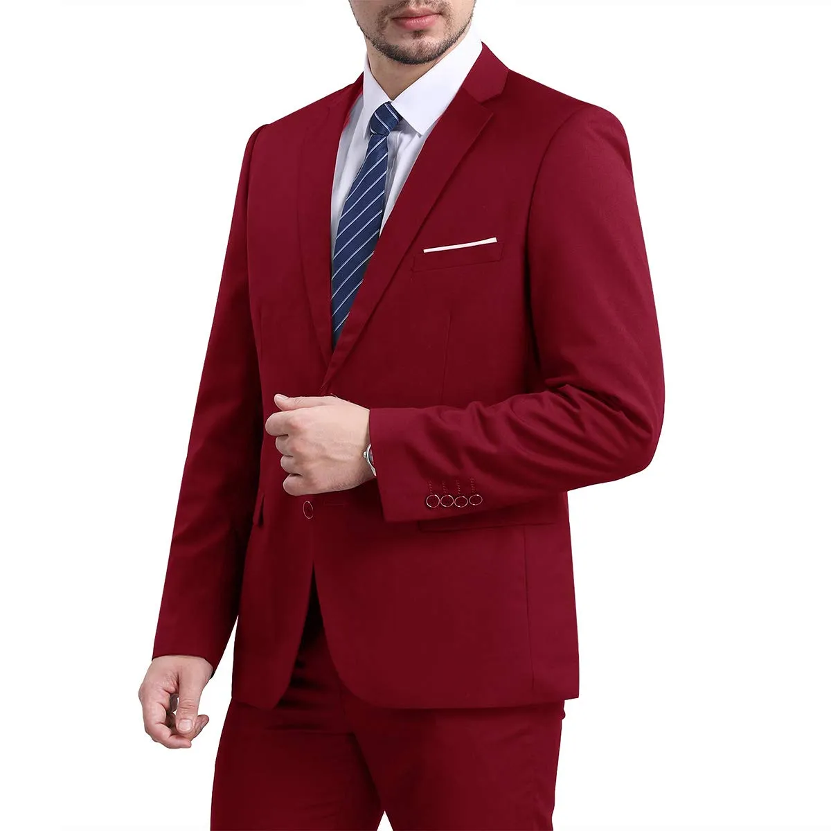 Slim Fit Two-Button Notched Lapel Casual Suit Jacket Blazer