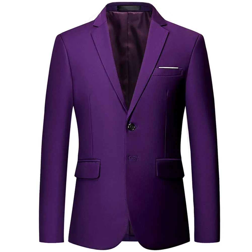 Slim Fit Two-Button Notched Lapel Casual Suit Jacket Blazer