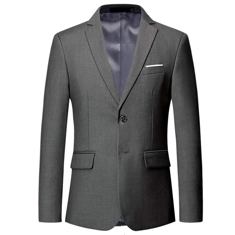 Slim Fit Two-Button Notched Lapel Casual Suit Jacket Blazer