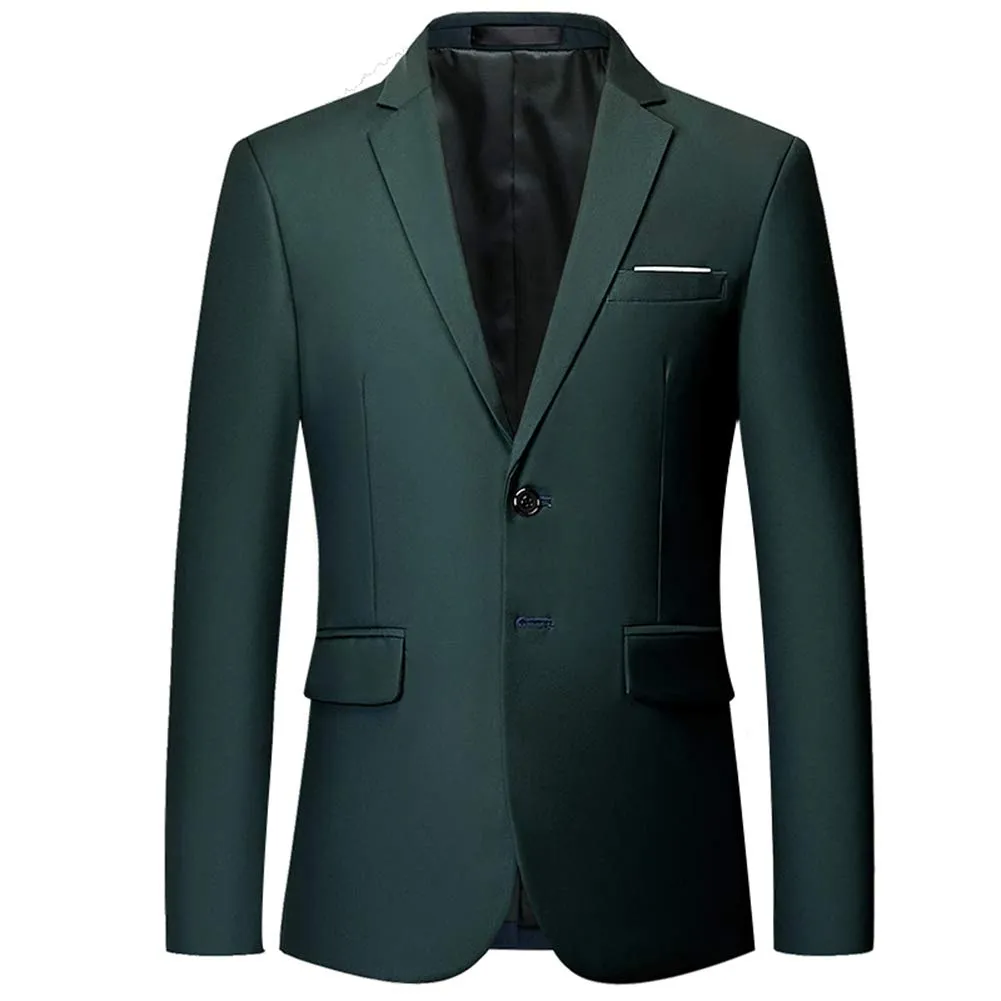 Slim Fit Two-Button Notched Lapel Casual Suit Jacket Blazer