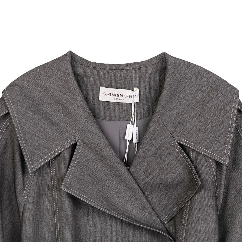 Smoke Gray Long Belted Trench Coats