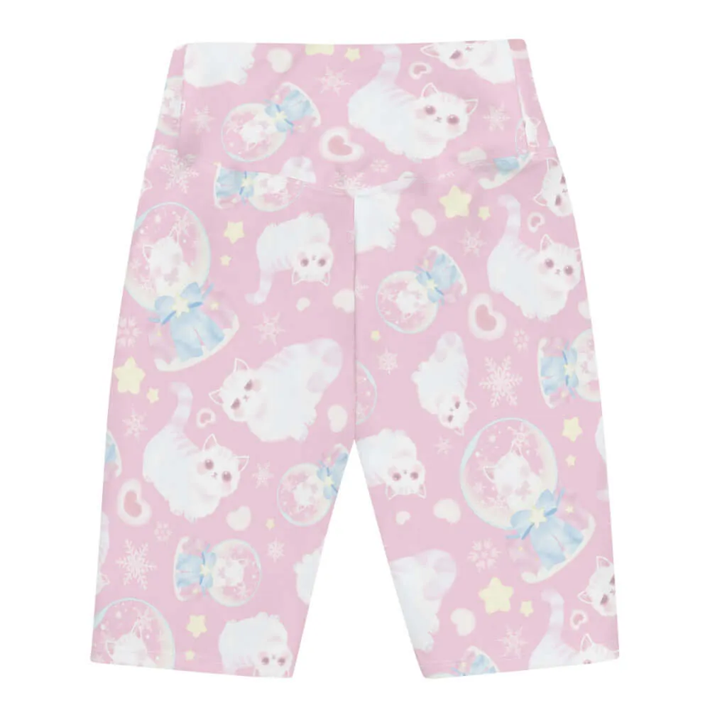 Snow Kitten Biker Shorts