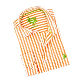 Stanford Stripe FROG Linen Shirt - Orange