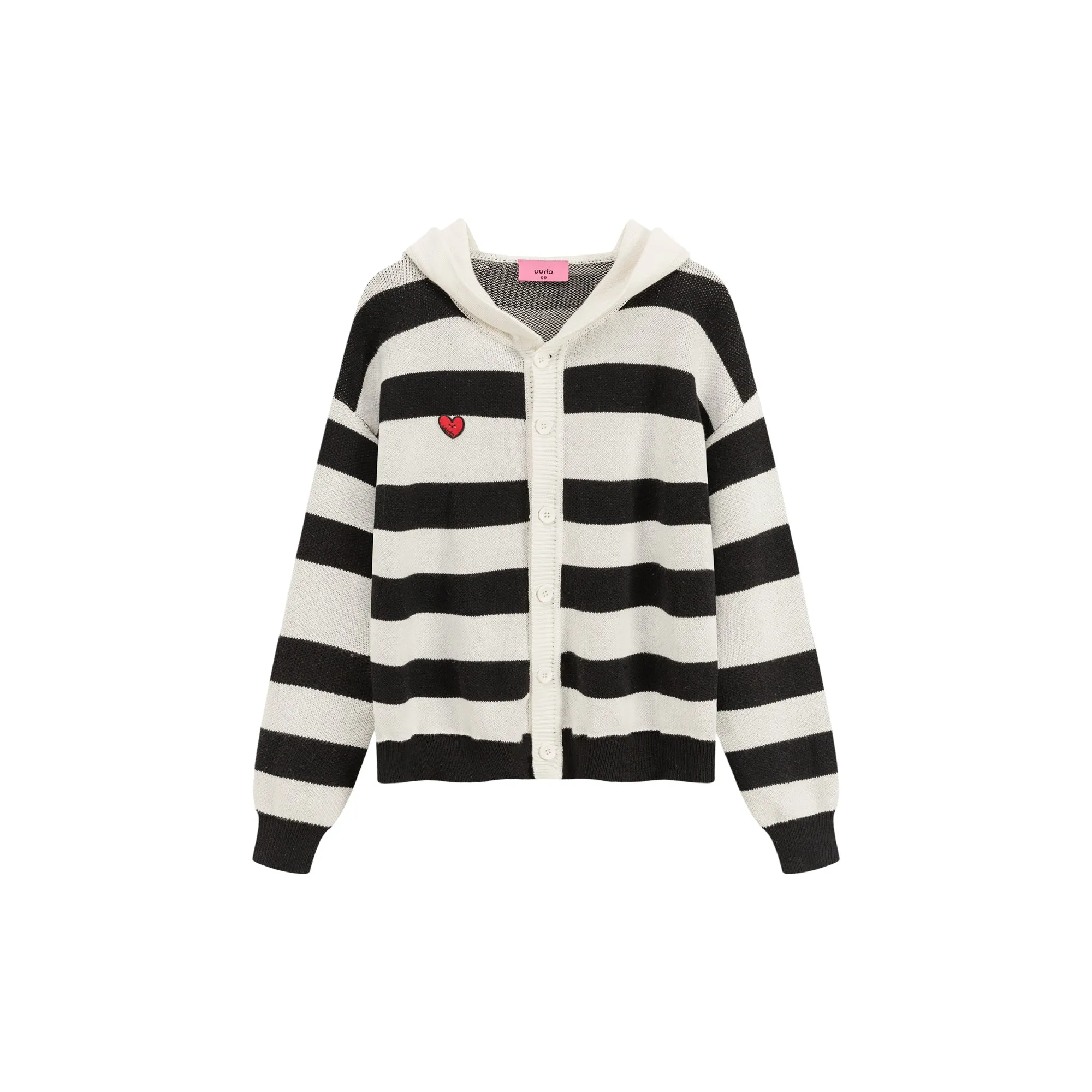 Stripe Hooded Knit Cardigan